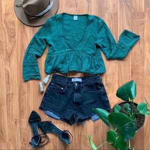 Vintage Distressed Black Levi’s Denim Shorts